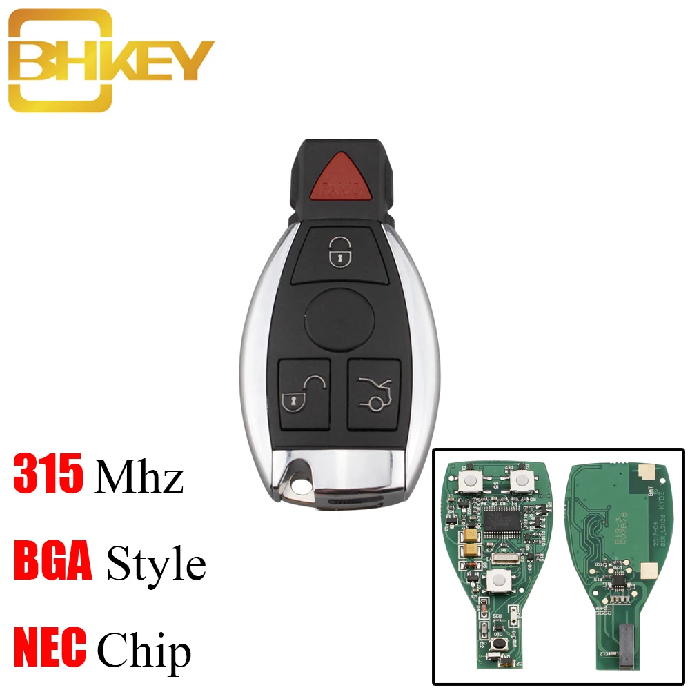 BHKEY 3 + 1 кнопки 315 МГц дистанционный Автомобильный ключ для Mercedes Benz W169 W245 W203 W208 W209 W204