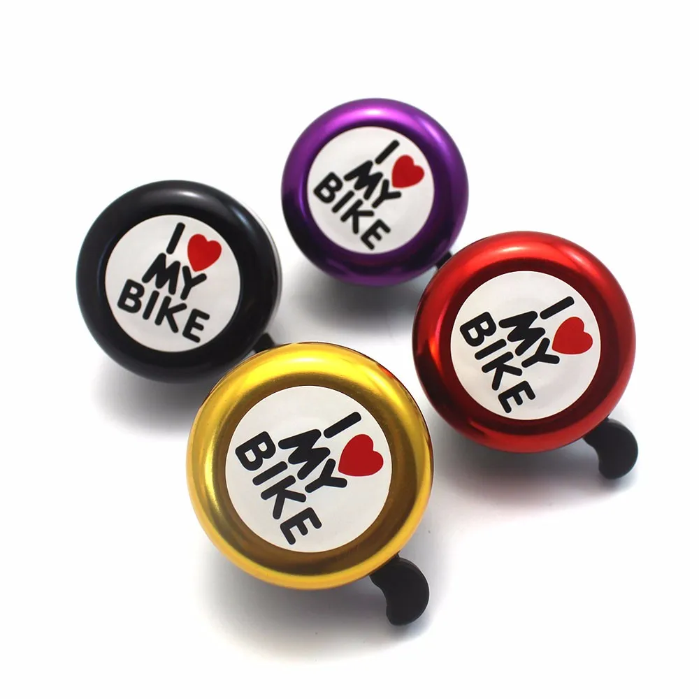 10pcs/lot Exquisite Aluminum Alloy Bicycle Bell I Love My Bike Printed Clear Sound Cute Bike