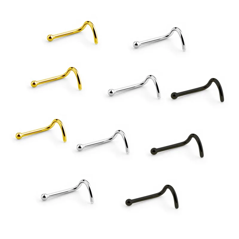 

10PCS Small Invisible Nose Rings Piercing Nose Studs 1.5mm 20G Titanium Steel Surgical Stainless Silver Gold Black Free Shipping