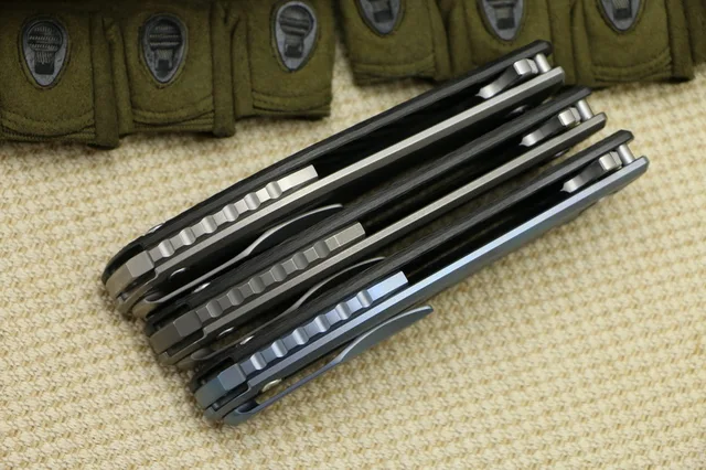 Green thorn custom F95 HATI folding knife carbon fiber 3D TC4 titanium handle camping outdoor fruit knife tactics EDC tools