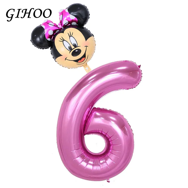 40 дюймов розовый синий количество фольгированные шары Микки и Минни Маус голова шар рисунок От 1 до 5 лет шар для мальчиков и девочек День рождения Декор - Цвет: 6