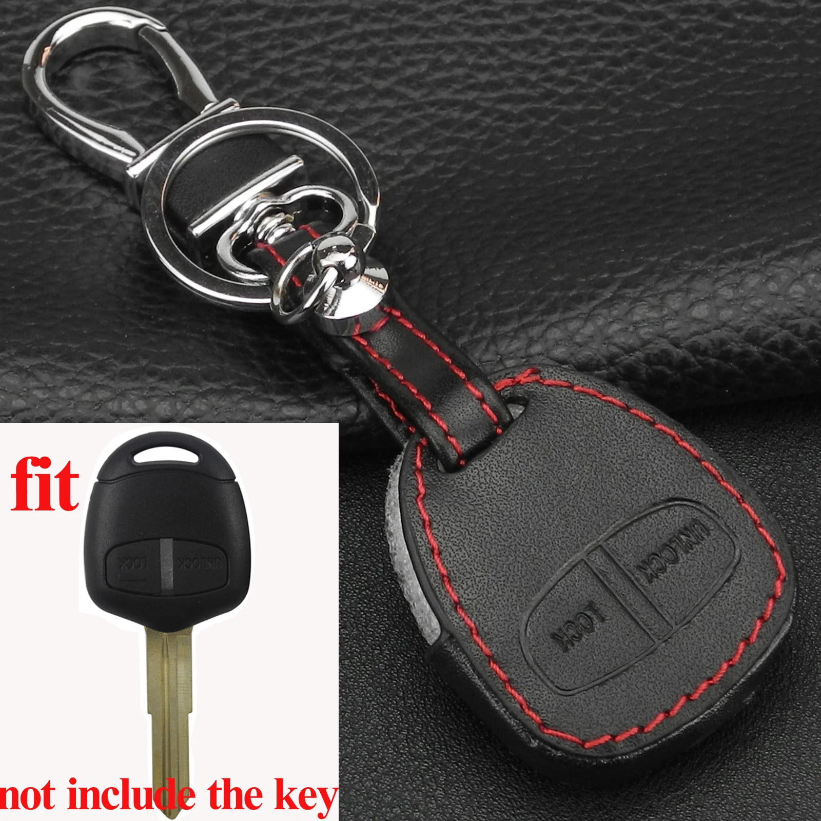 Buy 2 Buttons Leather Car Key Case Cover for Mitsubishi outlander ASX colt