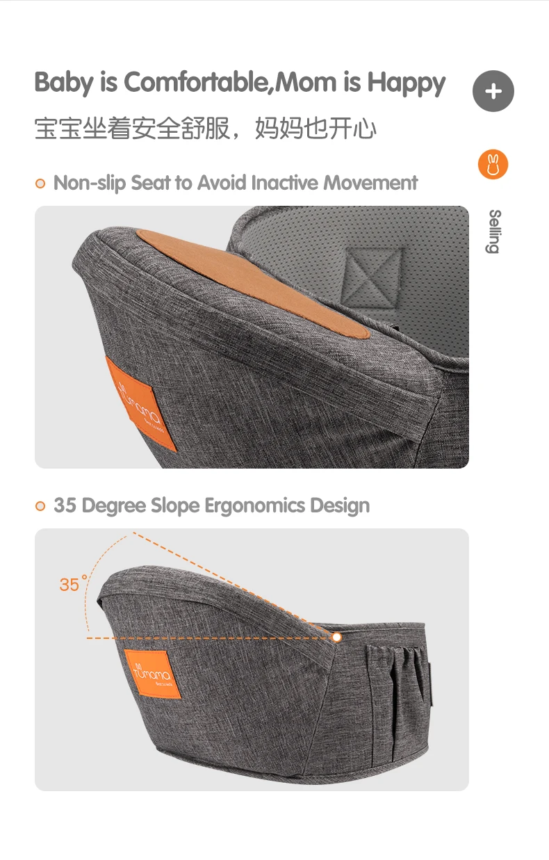 Tumama Эргономичные рюкзаки-кенгуру для малышей с сидением перевозчик, ремень на пояс, фронтальная Рюкзак-кенгуру для малышей Обёрточная бумага слинг для малышей, размеры от 0 до 36 месяцев