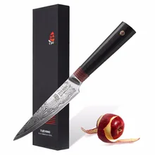 Paring Knife VG-10 Japanese Damascus Stainless Steel Kitchen Chef TUO Cutlery Ring Serie 3.5″ Cutting Peeler Fruit G10 Handle