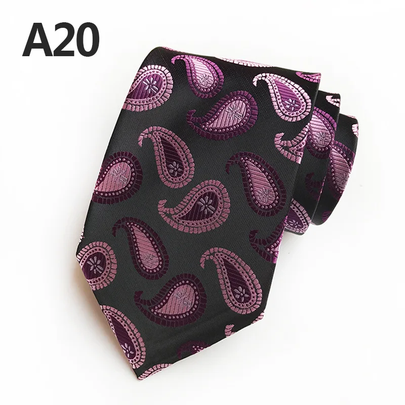 Высококлассный 15 стильный модный Мужской Шелковый галстук, галстук Пейсли для мужчин, формальный свадебный деловой - Цвет: A-20