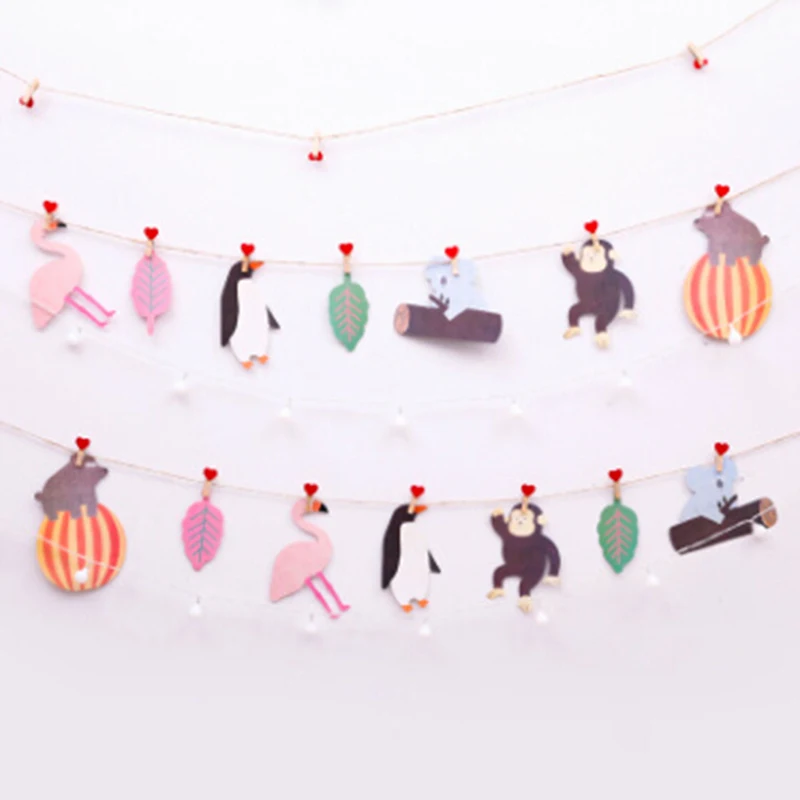 Baby Shower баннер День рождения украшения дети мультфильм лесных животных Гирлянда