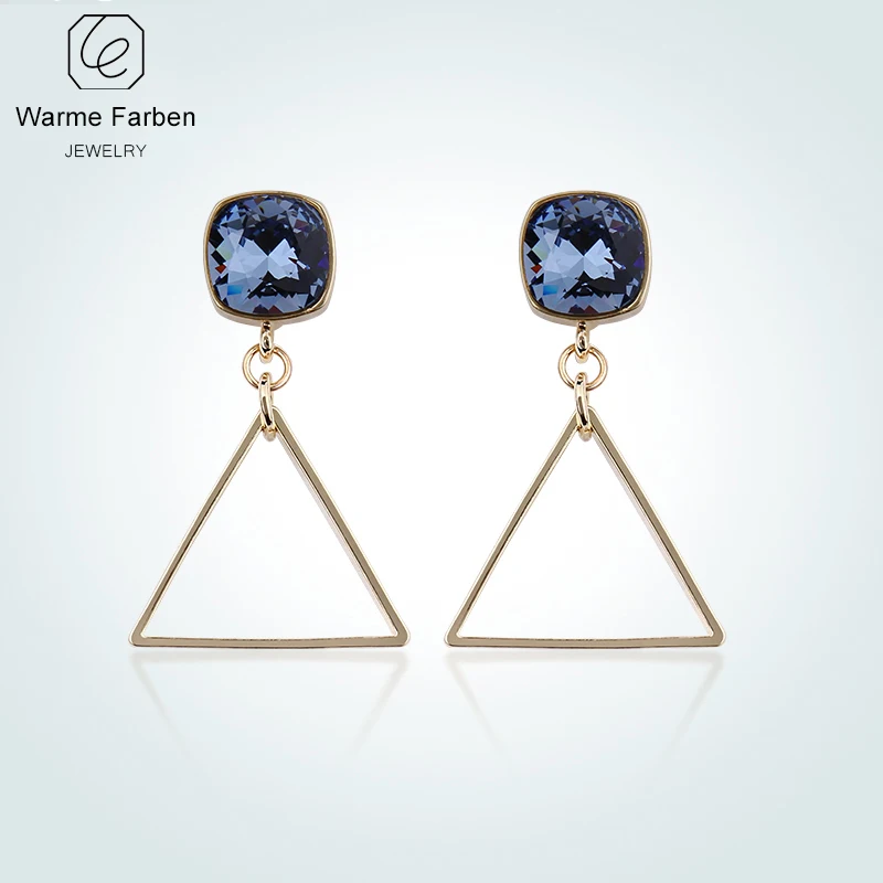 

WARME FARBEN 925 Silver Drop Earring for Women Jewelry Triangle Geometric Pendants Earrings Crystal from Swarovski Party Brincos