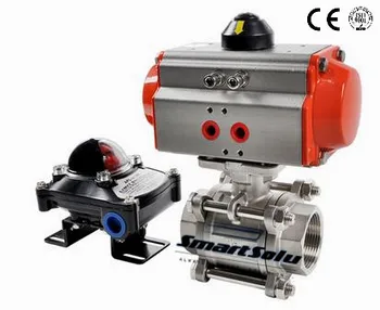 

Free shipping Brand new SS304 3 pcs screw thread 2 way ball valve with actuator best price DN50 2"