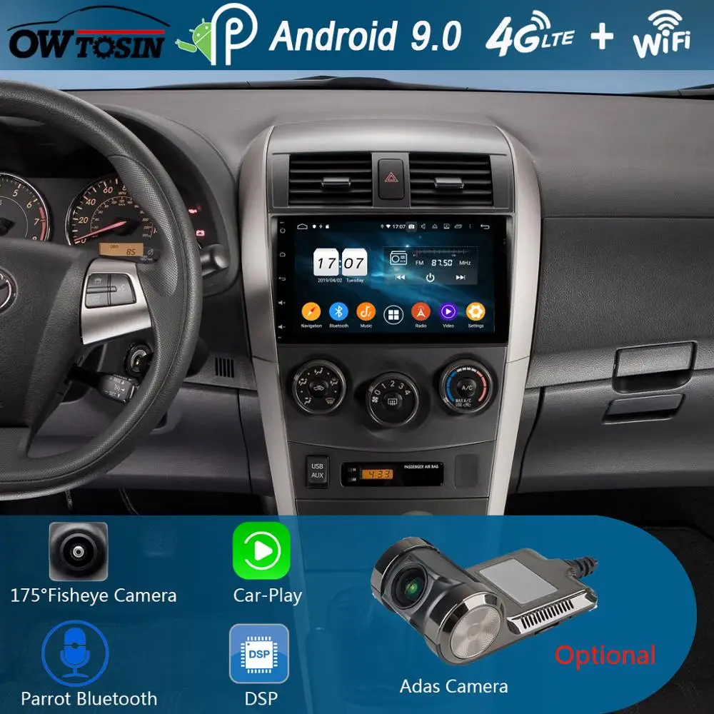 

9" IPS Android 9.0 8Core 4G+64G Car Multimedia Player For Toyota Corolla 2006 2007 2008 2009 2010 2011 GPS Radio CarPlay Parrot