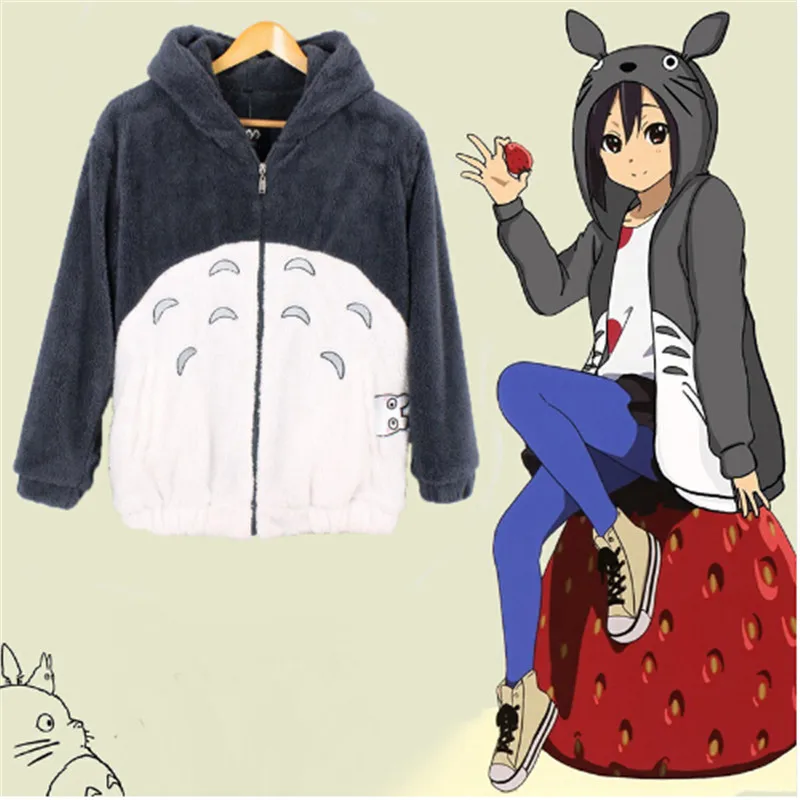 

2016 Cute Women My Neighbor Totoro Hoodies Japanese Anime Sweatshirts Woman Cartoon Hoodies Cotton With Ears Hooded Sweatshirts