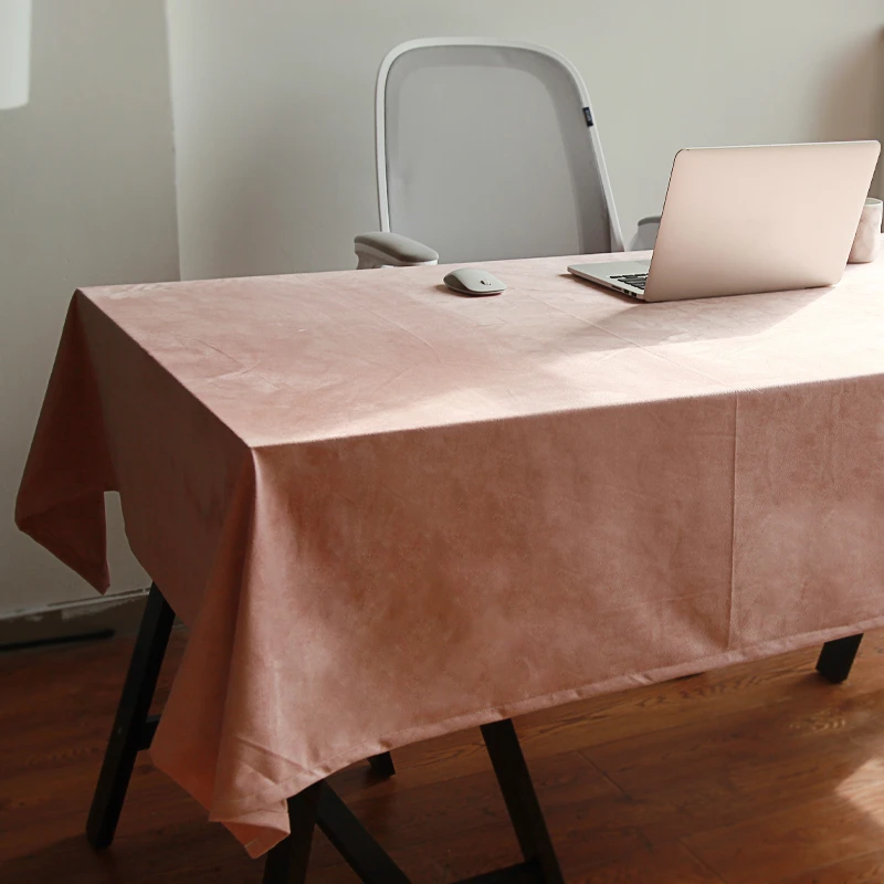 

Exquisite Dark Pink Velvet Table Cloth For Computer Dinner Dresser Home Decor Table Cover Quality 3 Colors Not Ball Tablecloth