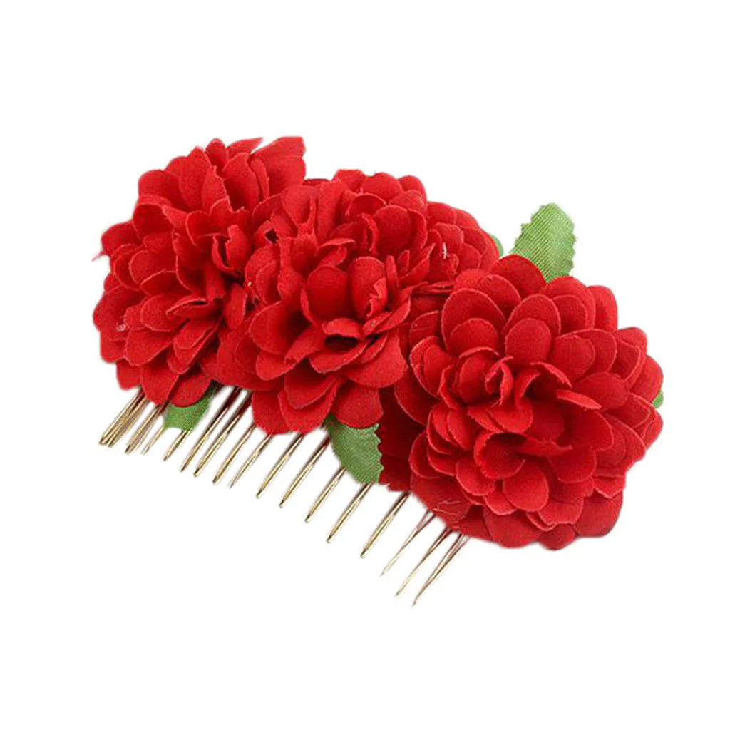 

Women Rose Flower Hairpin Brides Hair Pins Clips Combs Bridesmaid Blooming Flower Headband Jewelry Accessories Girls