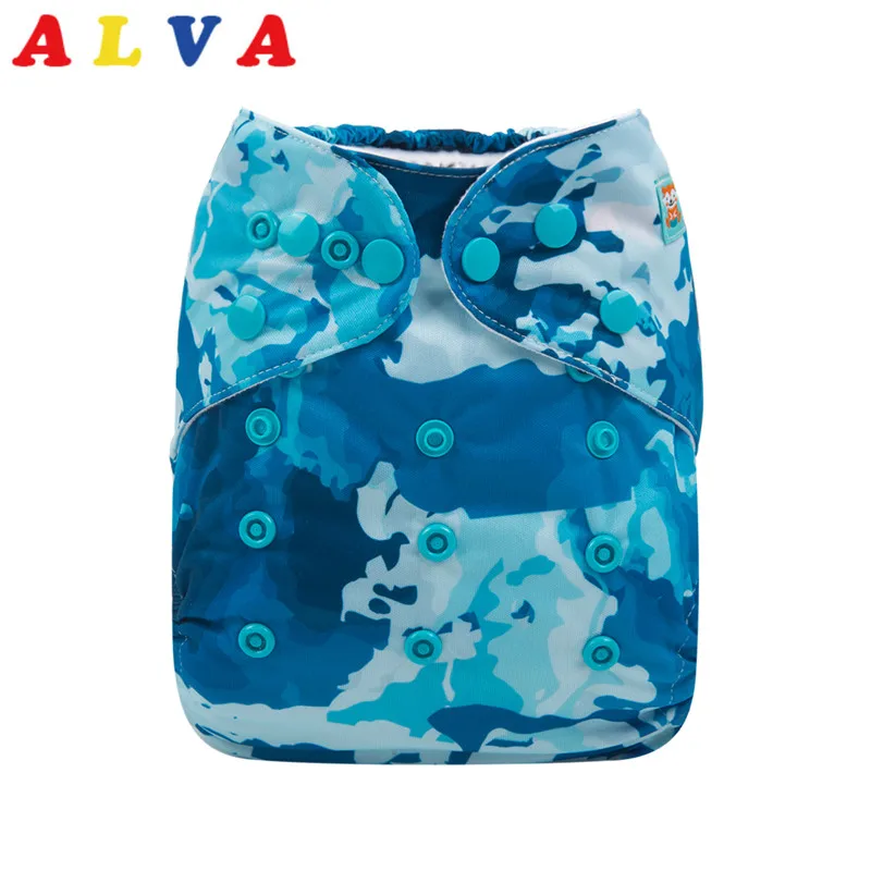 Insert ALVA Baby Cloth Diaper Double-gussets With Colored Snaps Pocket Nappy