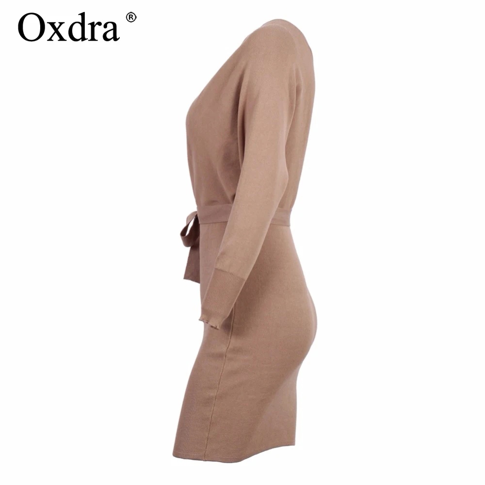 Oxdra весна осень зима женские модные сексуальные v образный вырез Короткие платья