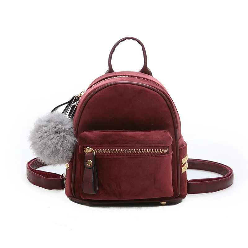 Janespri 2018 New Mini Velour Backpack Female Cute Backpacks High Quality Backpack for Girls Women Pure color bag Korea Mochila (53)