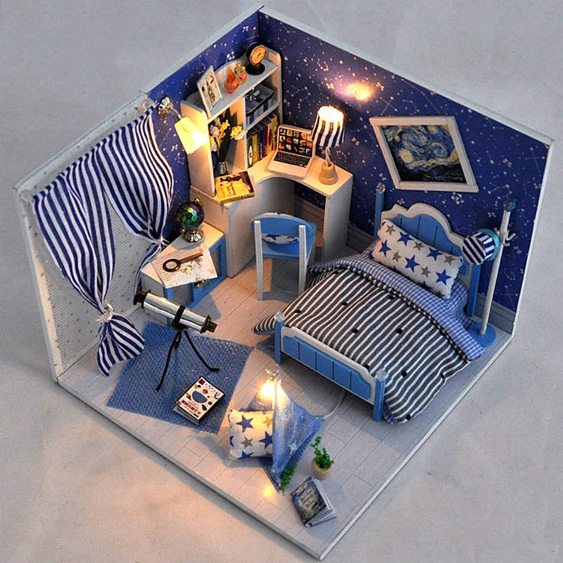 الفتيات الاطفال DIY بيت الدمية تجميع منازل دمية مصغرة دمية مجموعة اثاث عدة لعب للأطفال هدية الكريسماس