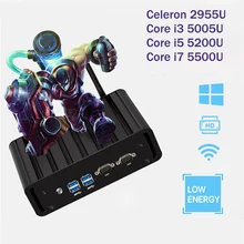 Dual LAN Mini PC Gagibat Ethernet Mini Computer Core i3 5005U i5 5200U i7 5500U Celeron 2955U Windows 10 Desktop NUC 2*COM HDMI