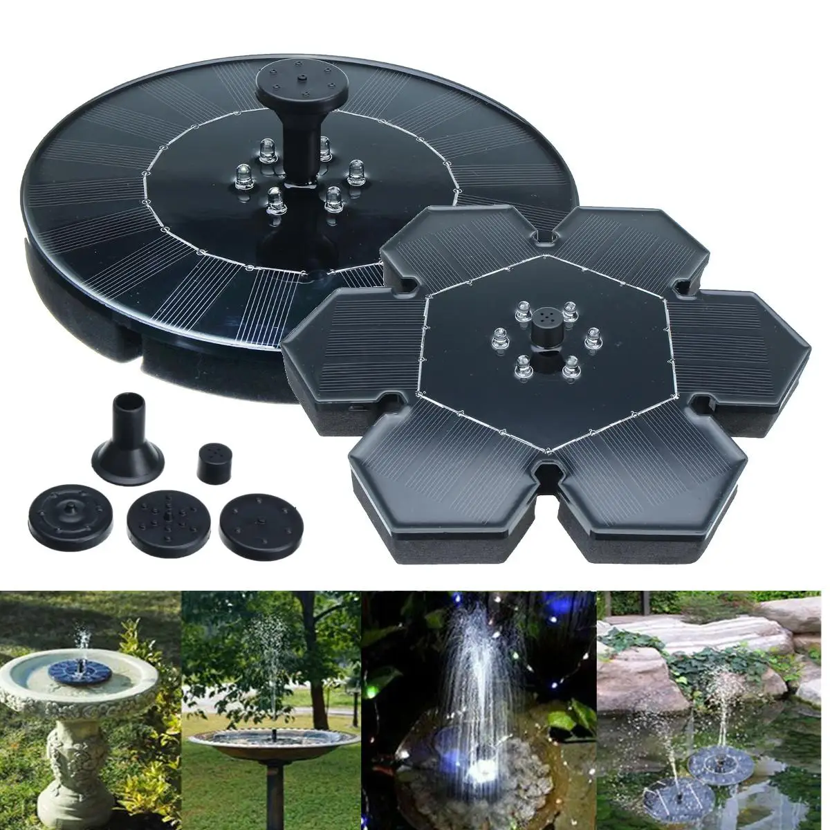 

9V 2.4W Waterproof Floating Fountain Pump Solar Power Panel Garden Plants Water Pool Water Fountain Yard Decoration 18/22cm