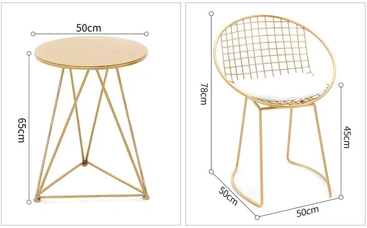 Nordic Modern Minimalist Single Chair Balcony Casual Small Round Table And Chairs Coffee Table Combination Gold Iron Bar Stools