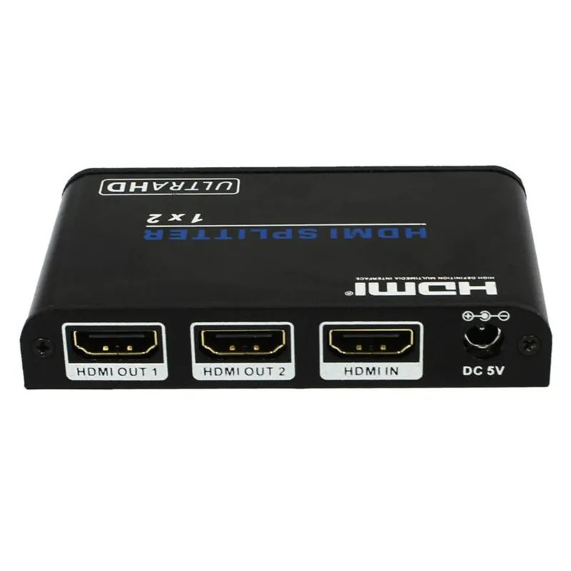 Playvision UHD HDMI 2.0 Splitter 1x2 1 Input 2 Output Repeater Switch Box Hub 1080p 4kx2k For Blu-ray PS3/4 DVDEU Power Plug