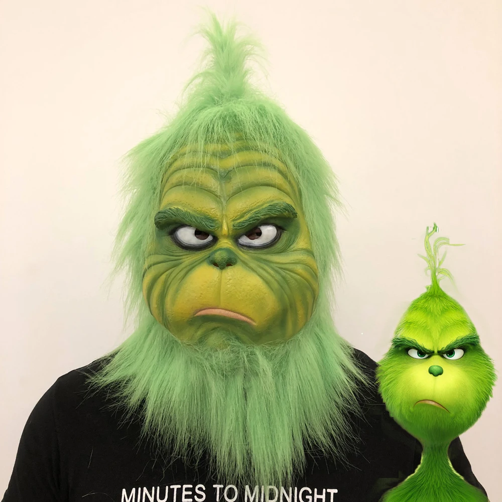 

2018 Cartoon Movie Dr. Seuss' The Grinch Cosplay Face Mask Latex Full Head Adult Unisex Helmet Costume Props Party Christmas