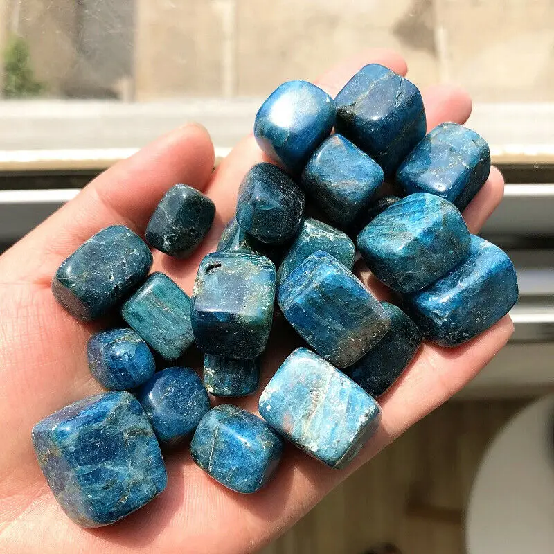 

random natural blue apatite quartz crystal tumbled cube stones reiki healing home decoration for sale 100g