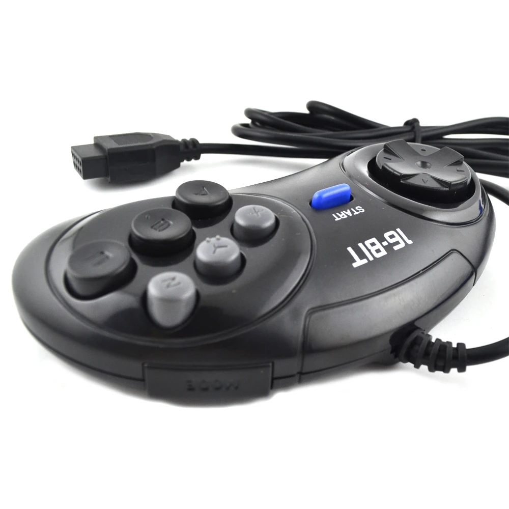 2 шт. игровой контроллер для SEGA Genesis для 16 бит ручка контроллер 6 Кнопка 9 pin геймпад для SEGA MD аксессуары для игр