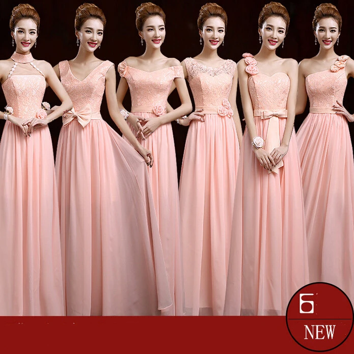 pastel peach bridesmaid dresses