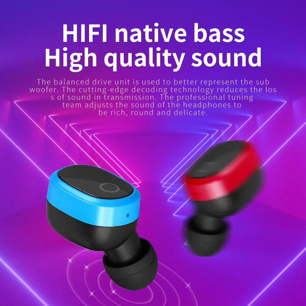 A9 Mini Bluetooth 5 0 Stereo Headset In Ear Wireless Earphones Sport Earbud Headphones Microphone With Charging Box