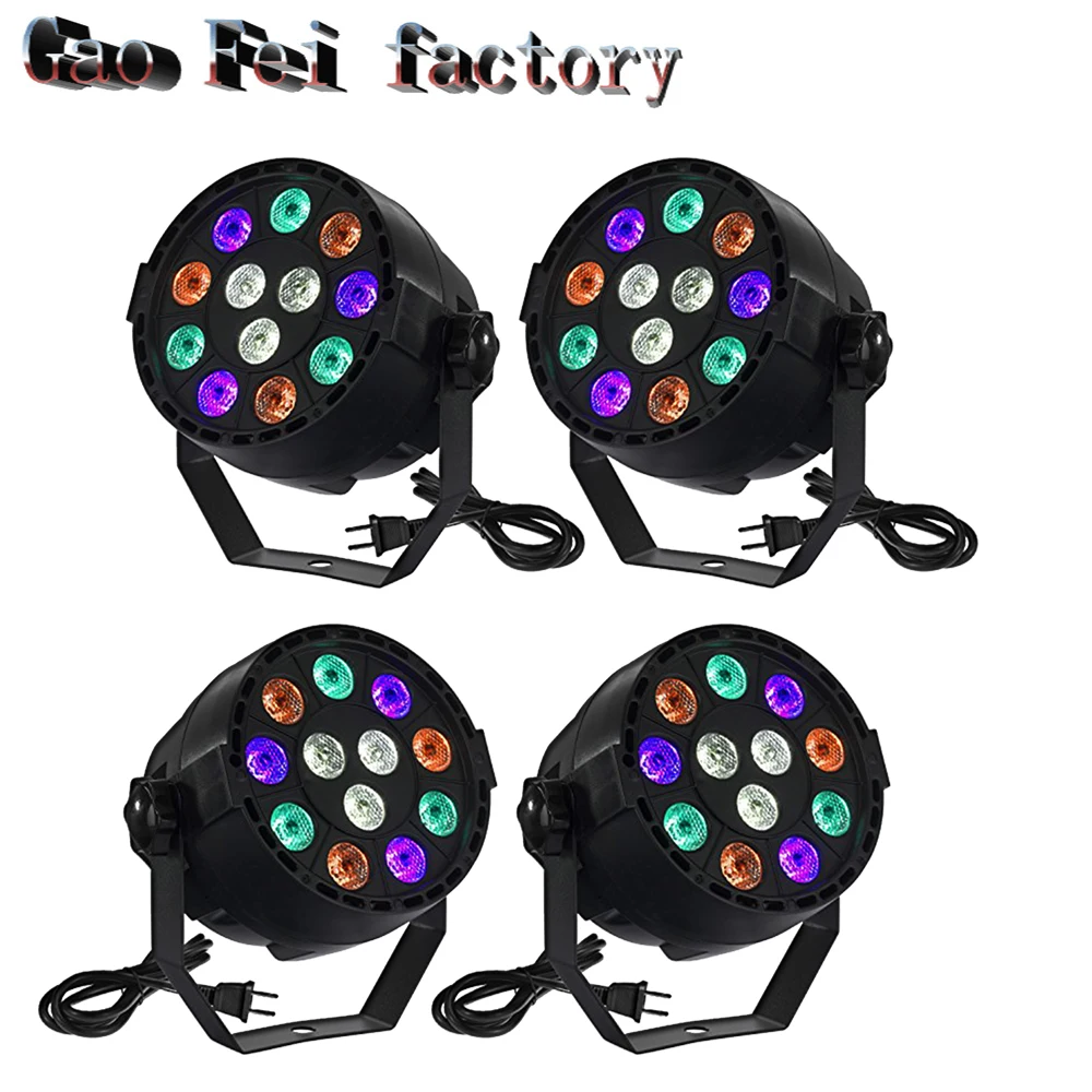 

4xLot Hot Sales Mini LED Par Light 12x3W RGBW Flat Led Par Can Disco DJ DMX KTV Party Nightclub Bar Stage Lighting