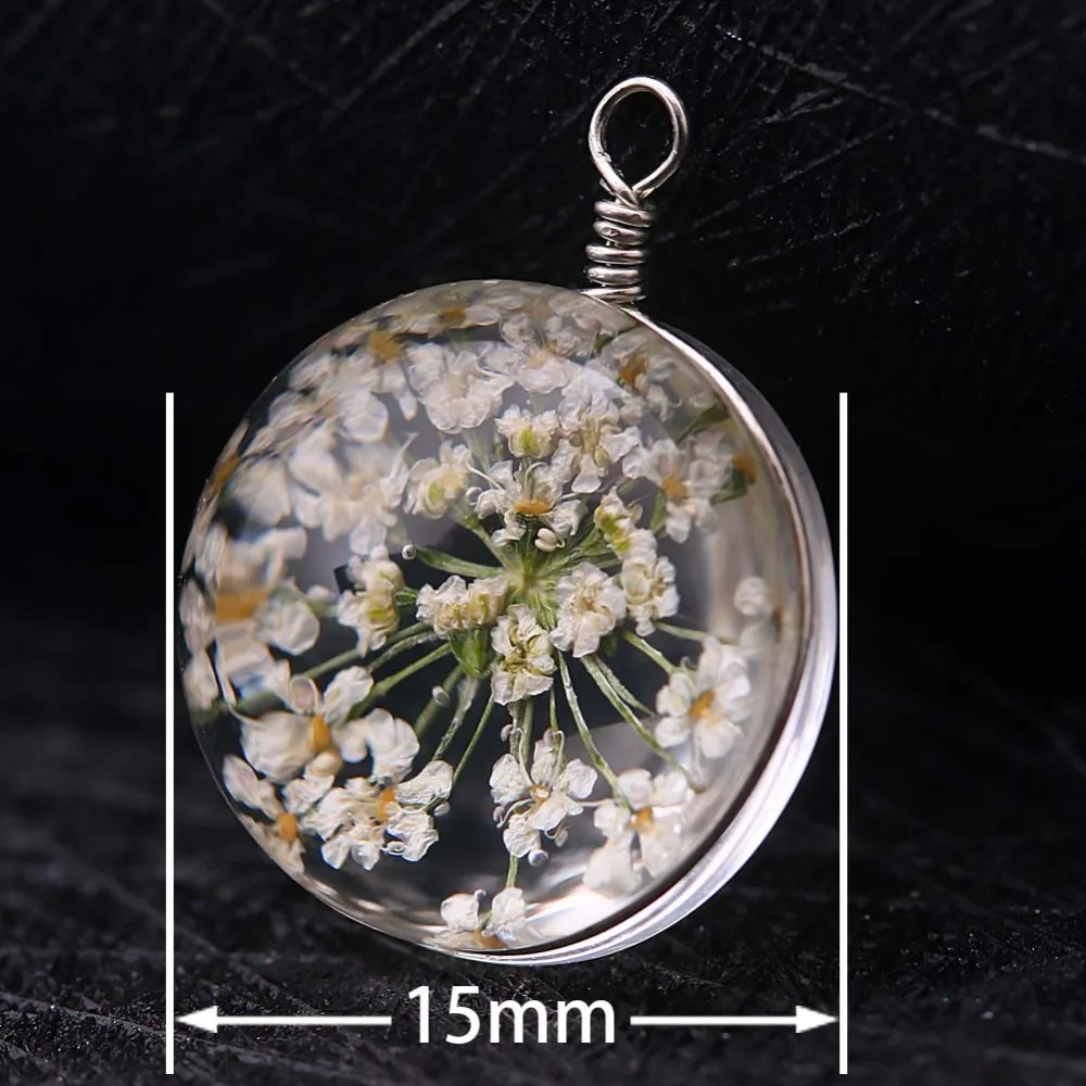 7pcs/ lot Cute Colors Dried Flowers Cabochon Glass Charm fit Necklace Earrings Pendant Charms For Jewelry Making DIY Accessories