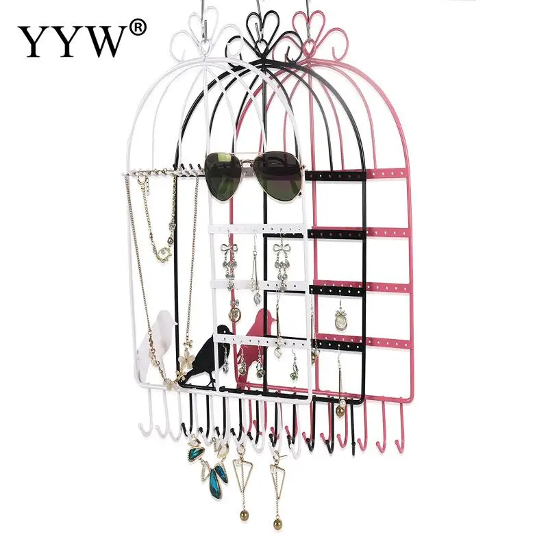 

Creative Earring Necklace Chain Organizer Holder Metal Bird Stand Hanging Display Stands Rack Vintage Wall Jewelry Accessories