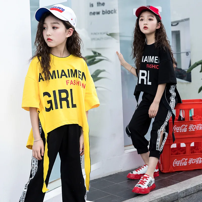 

Girls Clothing Sets 2019 Summer Teens Girl Casual Sports Suits Letter Short Sleeve Tops+Pants 2Pcs Child Kids Clothes Tracksuit