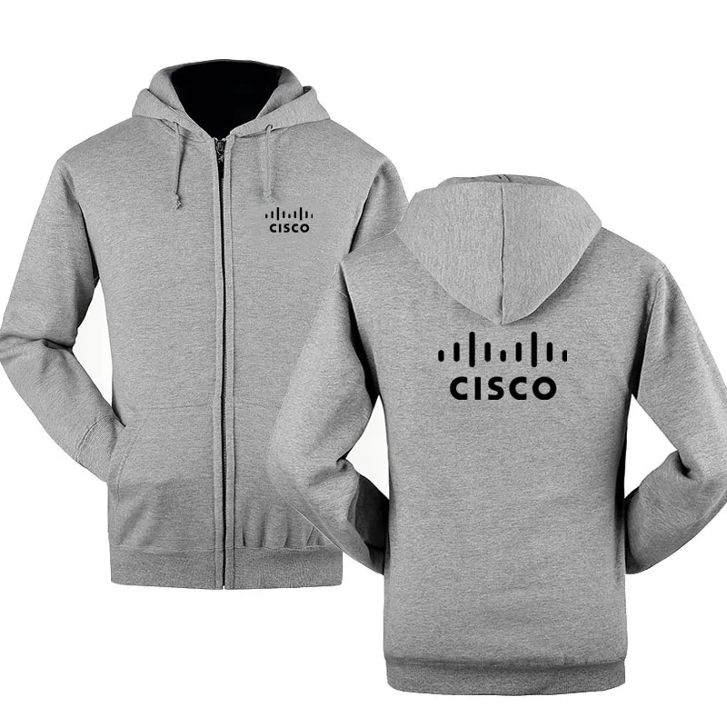 

Autumn winter CISCO logo zipper sweatshirts Printed Men fleecel Hooded jacket Hoodies Zipper Hoody