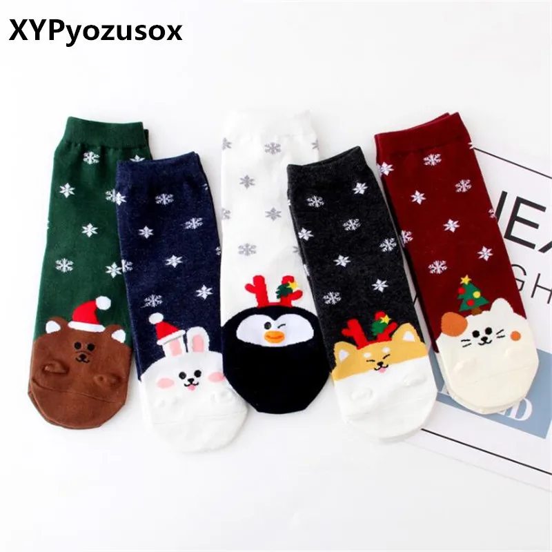 Новые модные женские носки Harajuku рождественские Женские повседневные хлопковые носки милые Мультяшные кошки унисекс Kawaii Рождественские носки для девочек