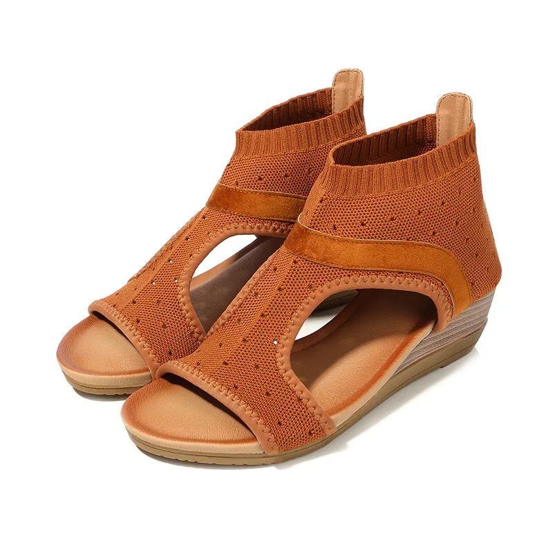 

Ethnic style wave Similian sandals spring and summer suede round head Rome after the package with large size women's sandals