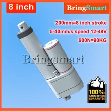 Actionneur linéaire électrique à course 12V DC, 8 pouces, 200mm, avec potentiomètre, 5-40 mm/s, 90KG de charge 12-48V, 900n, moteur tubulaire 24V