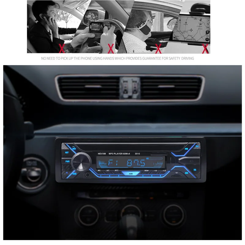Destacável do Carro Rds + Bluetooth Rádio Estéreo Automotivo Mais Novo fm am tf - Usb 3.5 Aux-in 1 Din 12v Painel Mp3 Player In-dash 25 novo rádio fm am tf usb 3.5