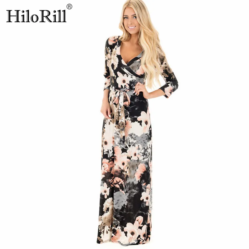 Meilleur Femmes été imprimé fleuri Maxi robe Boho Style longue robe de plage soirée longue bande moulante robe grande taille Vestidos