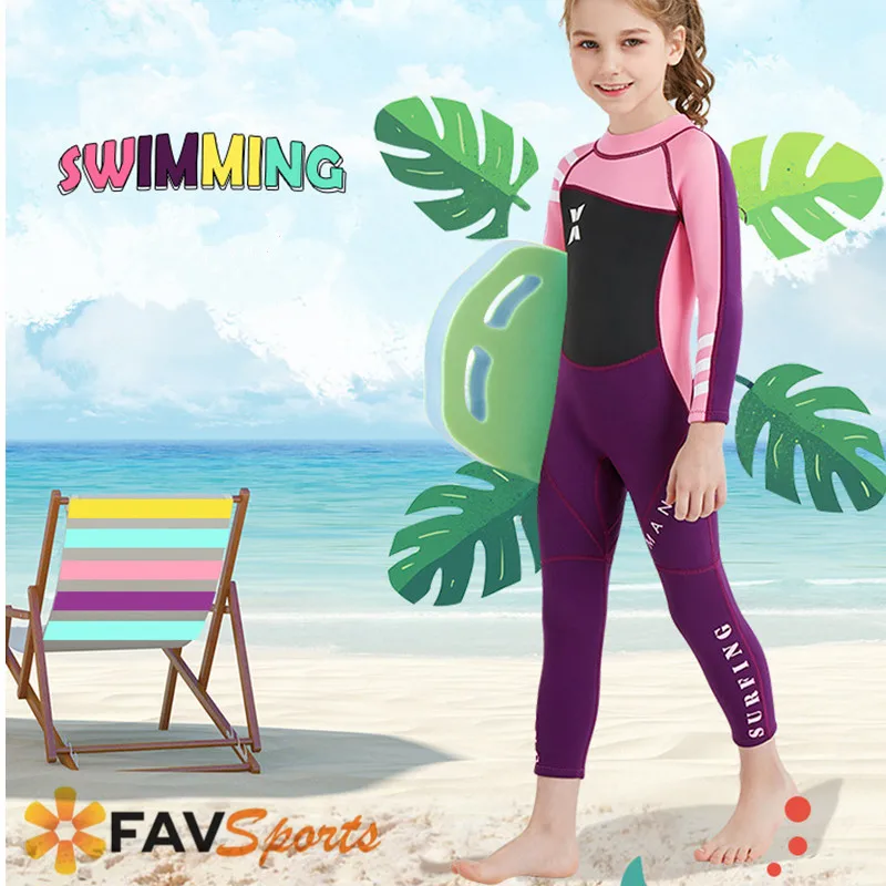 

Kids 2.5mm Neoprene Diving Suits UV Protection Thermal Warm Swimsuit kid Full Bodysuit Surfing Wetsuits