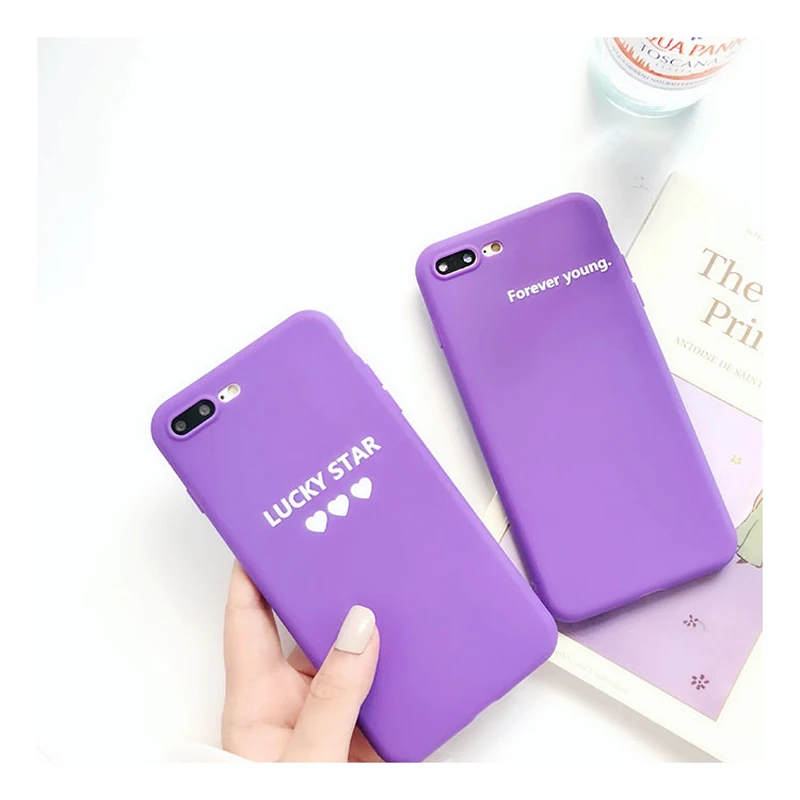 Lovebay фиолетовый чехол для телефона для Iphone XS Max XR X 7 6 6S 8 Plus Love Heart shape Lucky с принтом мягкий чехол-накладка