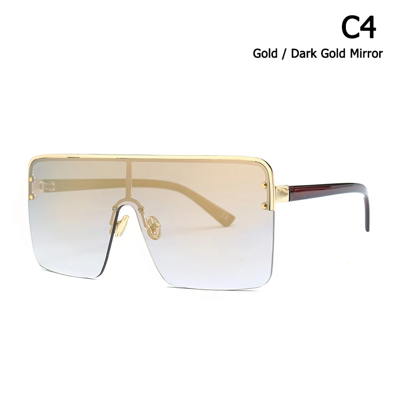 JackJad модная классная квадратная панель стильные мужские солнцезащитные очки с заклепками женские брендовые дизайнерские полуоправы солнцезащитные очки Oculos De Sol 22083 - Цвет линз: C4