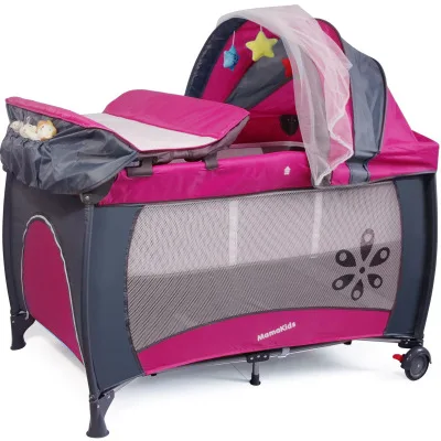 Многофункциональная детская кровать для новорожденных, детская кроватка с пеленками, стол, Складная портативная игровая кровать, пеленка с москитной сеткой - Цвет: purple