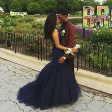 Пикантные черные сапоги бисером фатиновые платья для выпускного вечера с лямкой на шее без рукавов бальные платья русалки Индивидуальный заказ свадебное платье со шлейфом и рюшами, для выпускного вечера Платья для вечеринок