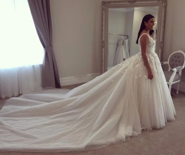 2017 Paolo Sebastian Wedding Dress Spaghetti Fl Liques 2017 Paolo Sebastian Wedding Dress Spaghetti Fl Liques Royal Train Arabic Princess Bridal Gowns