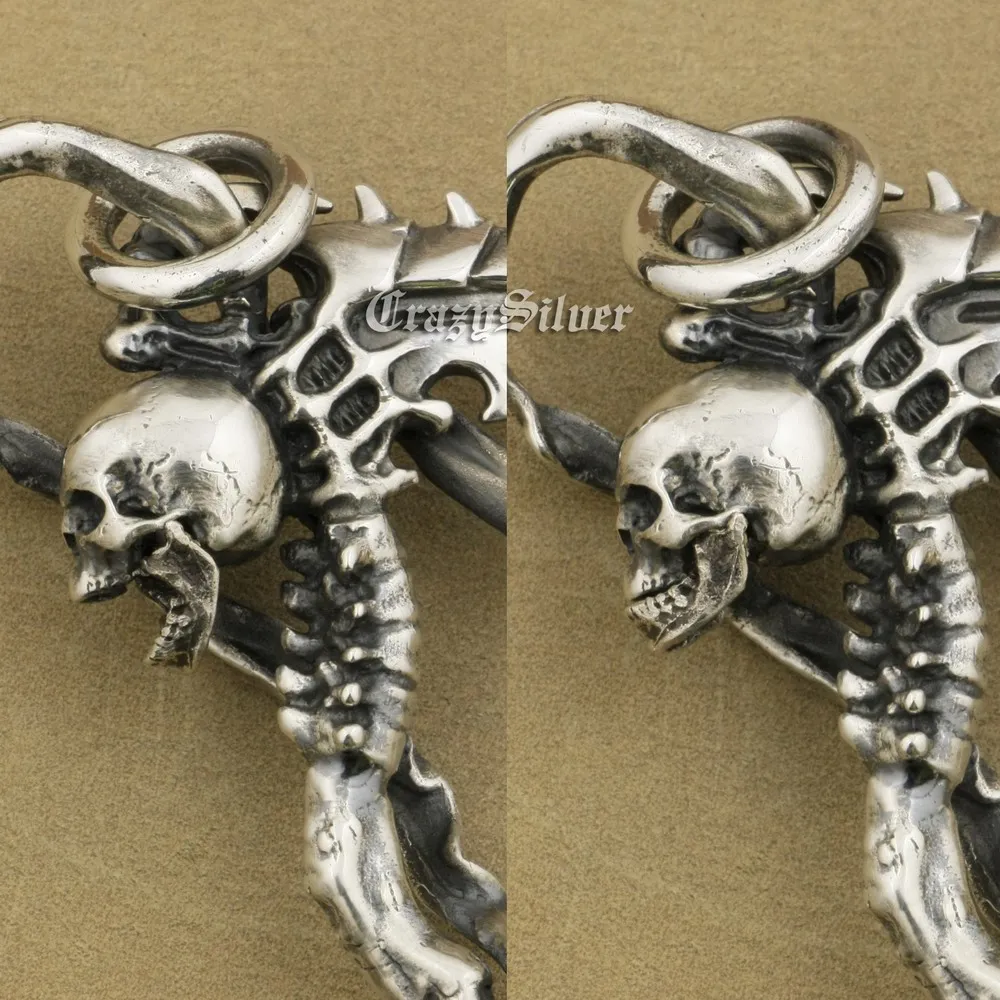Огромный подвесной Серебряный кулон в виде черепа|biker pendant|skull biker pendantgrim reaper pendant |