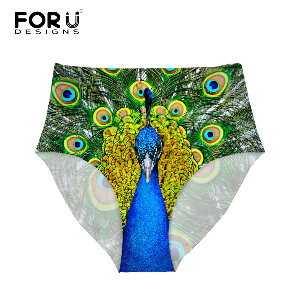 

FORUDESIGNS Tankini Swimsuits High Waist Bikini Bottoms Peacock Animal Printing Brazilian Panties Sexy Swimwear Shorts Women