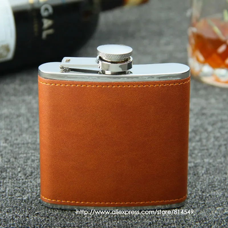 6 oz brown leather hip flask hip flaskin Hip Flasks from Home & Garden