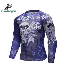 Мужская компрессионная футболка с длинным рукавом бег трусцой быстросохнущие рубашки мужские Спортзал Фитнес Бодибилдинг спортивная одежда плотная футболка Топы Одежда