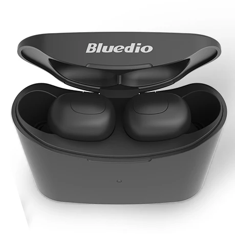 Bluedio T-elf мини TWS наушники Bluetooth 5,0 Спортивная гарнитура Беспроводные наушники с зарядным устройством для телефонов - Цвет: Черный